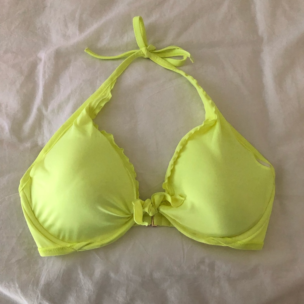 Victoria Secret Neon Ruffle Halter Bikini Top